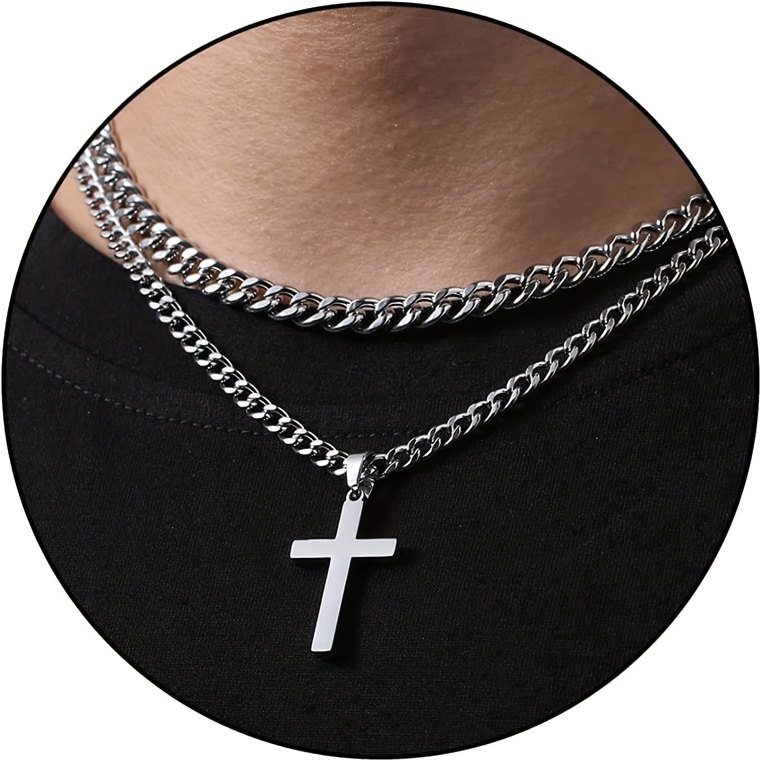 Daughter Hip Hop Cross Pendant Necklace Stainless Steel Punk Jewelry