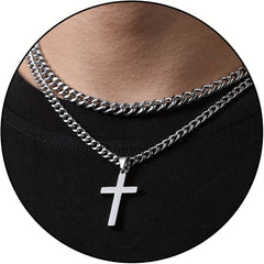 Daughter Hip Hop Cross Pendant Necklace Stainless Steel Punk Jewelry