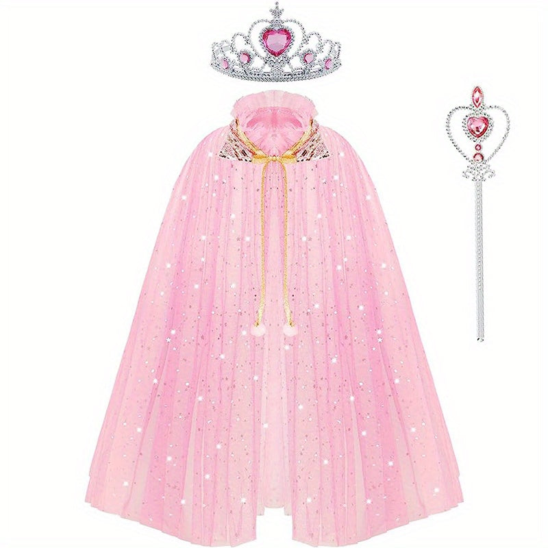 3pcs Princess Cape Set Dress up Costumes for Birthdays & Halloween