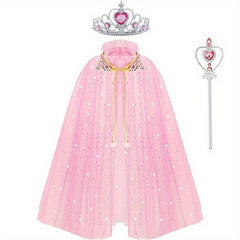 3pcs Princess Cape Set Dress up Costumes for Birthdays & Halloween