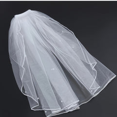 Short Wedding Veil with Pearl & Rhinestone Embellishments