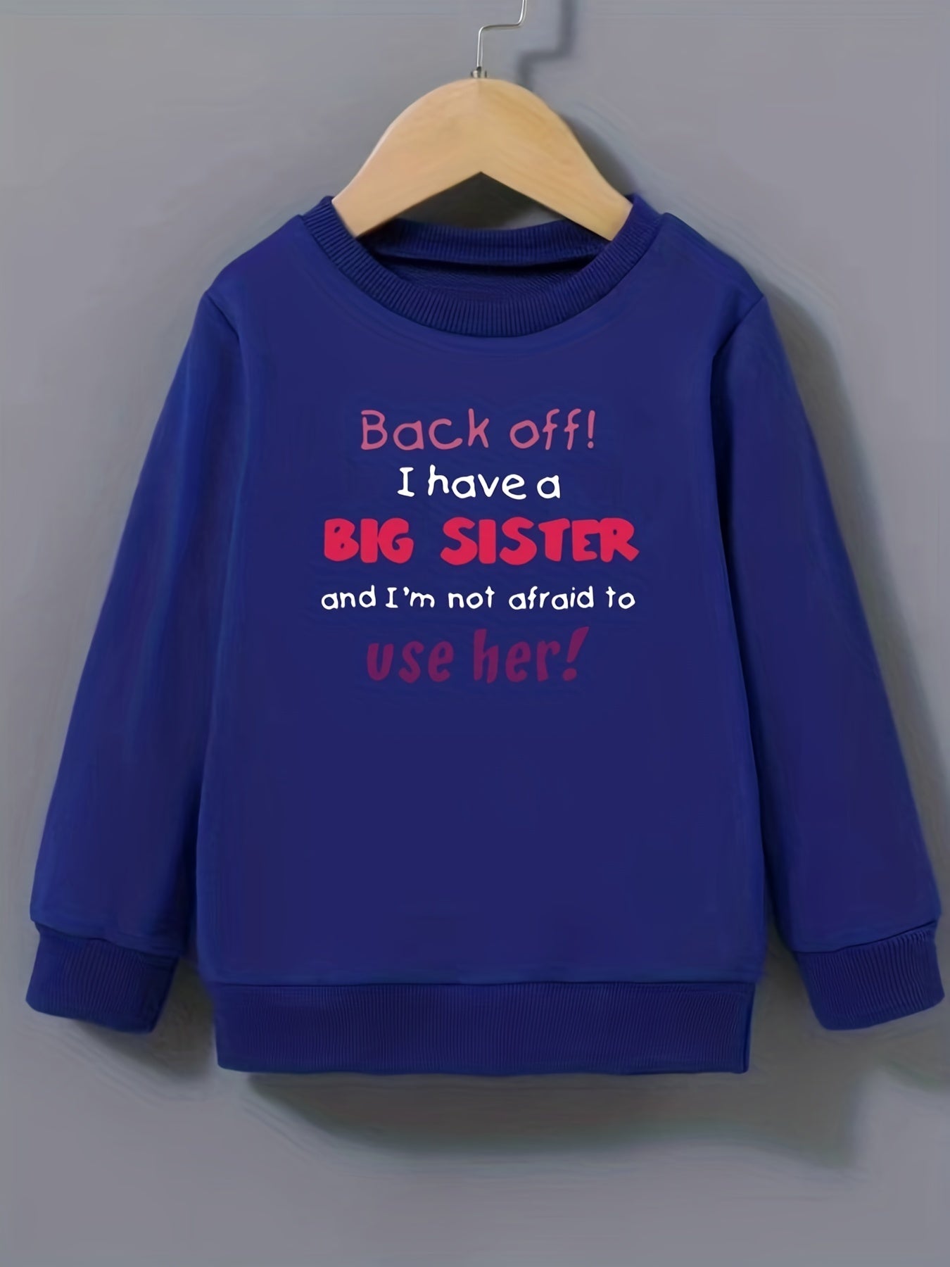 Girls Big Sister Print Long Sleeve Sweatshirt Top Pullovers