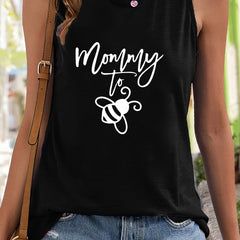 Bee & Letter Pattern Sports Vest Sleeveless Casual Top