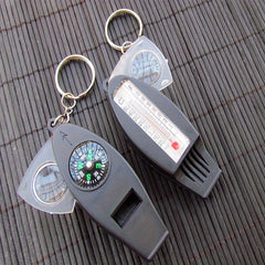 4 in 1 Compass Outdoor Portable Magnifier Thermometer Whistle