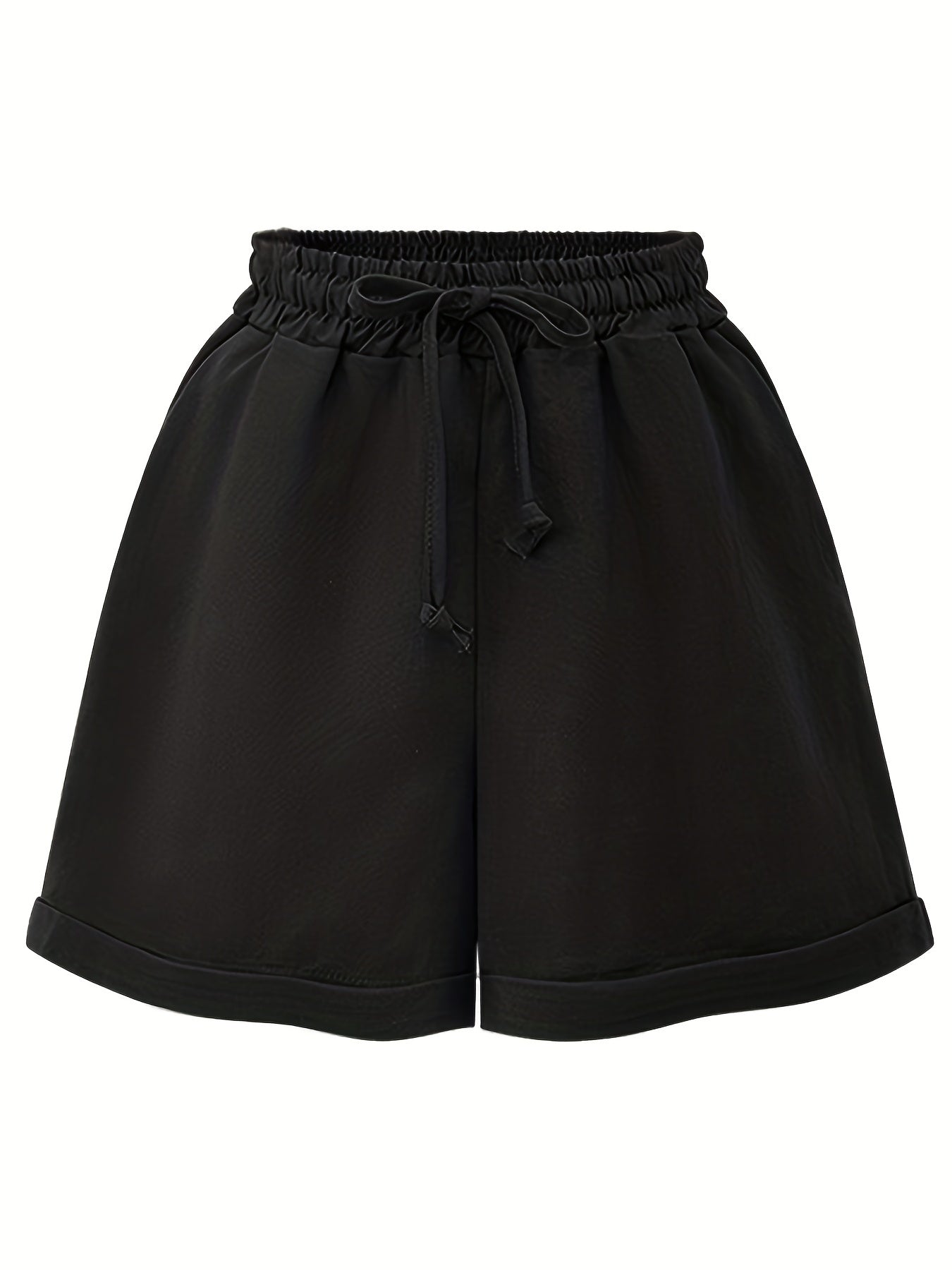 Casual Shorts Women's Plus Solid High Rise Slight Stretch