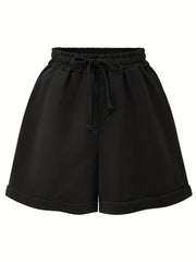 Casual Shorts Women's Plus Solid High Rise Slight Stretch