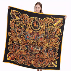 Boho Print Square Scarf Vintage Head Scarf Silk Bandana