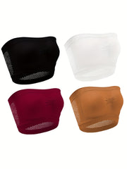 4 Pack Plus Size Tube Bra Set Breathable Seamless Anti-Slip Invisible 4pcs