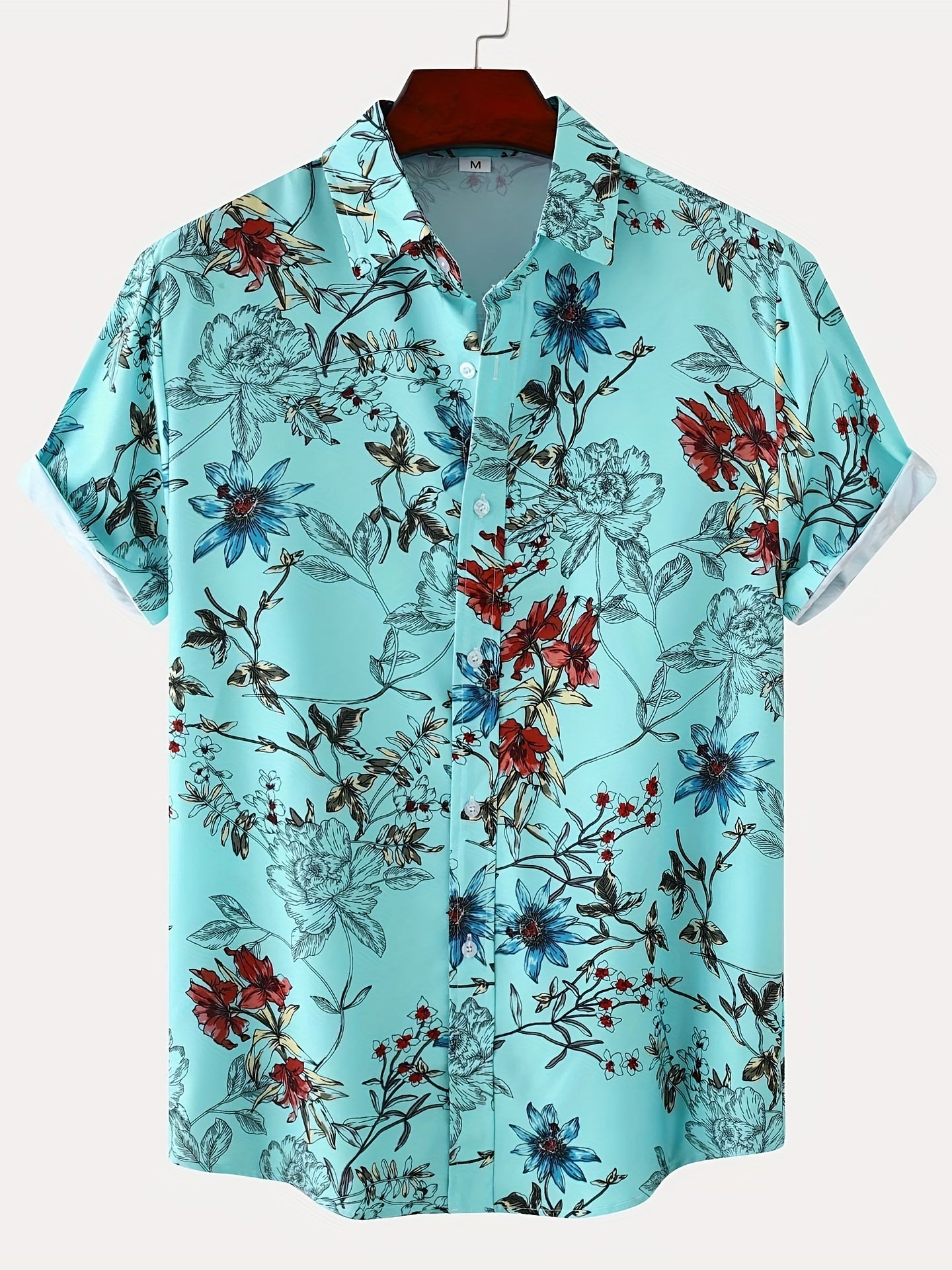Men's Floral Short Sleeve T-Shirt for Summer Beach Style