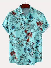 Men's Floral Short Sleeve T-Shirt for Summer Beach Style