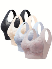 Floral Lace Full Coverage Sports Bra Wirefree Yoga Running Bra