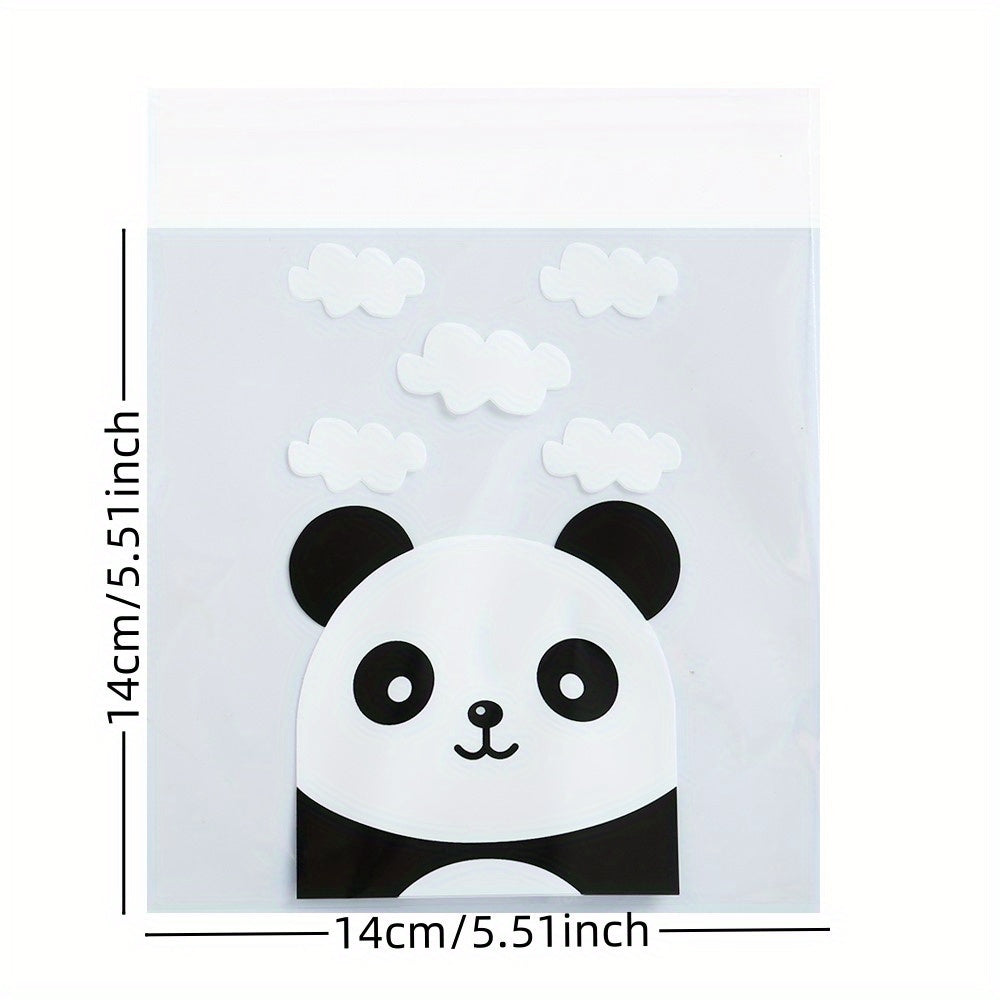 100pcs Panda Pattern Macaroon Bags Cartoon Bags Self Adhesive Cookie Bag