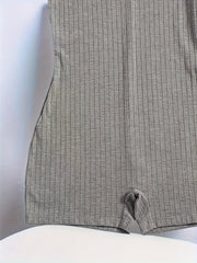Ribbed Pajama Romper Short Sleeve V Neck Pajamas Women's Lingerie
