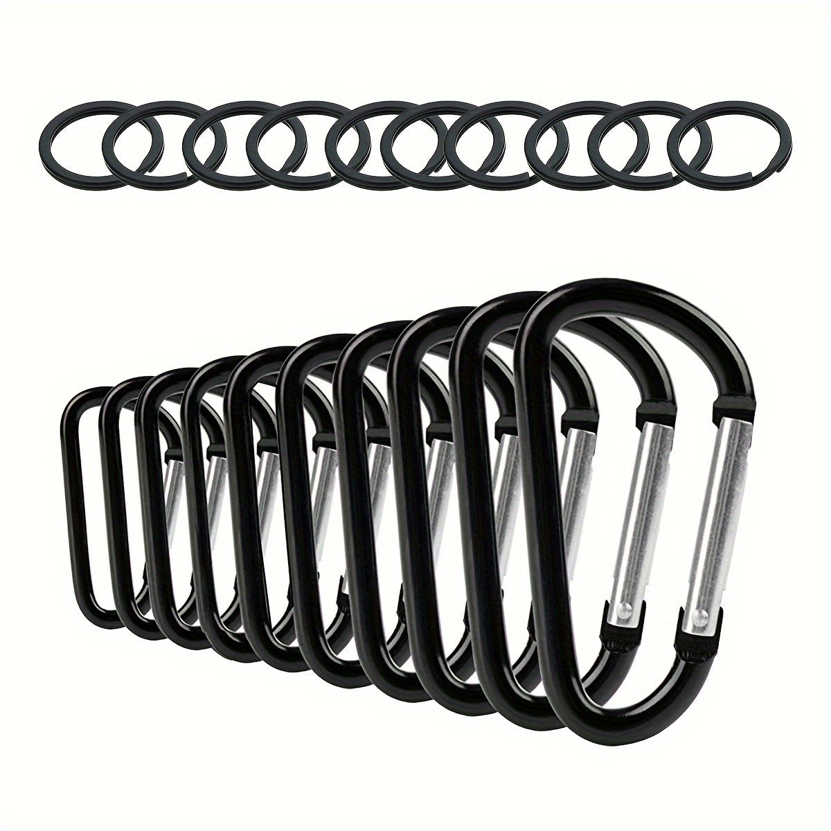 10pcs Aluminum Carabiner Keychain D-Ring Spring Snap Hook for Outdoor Camping