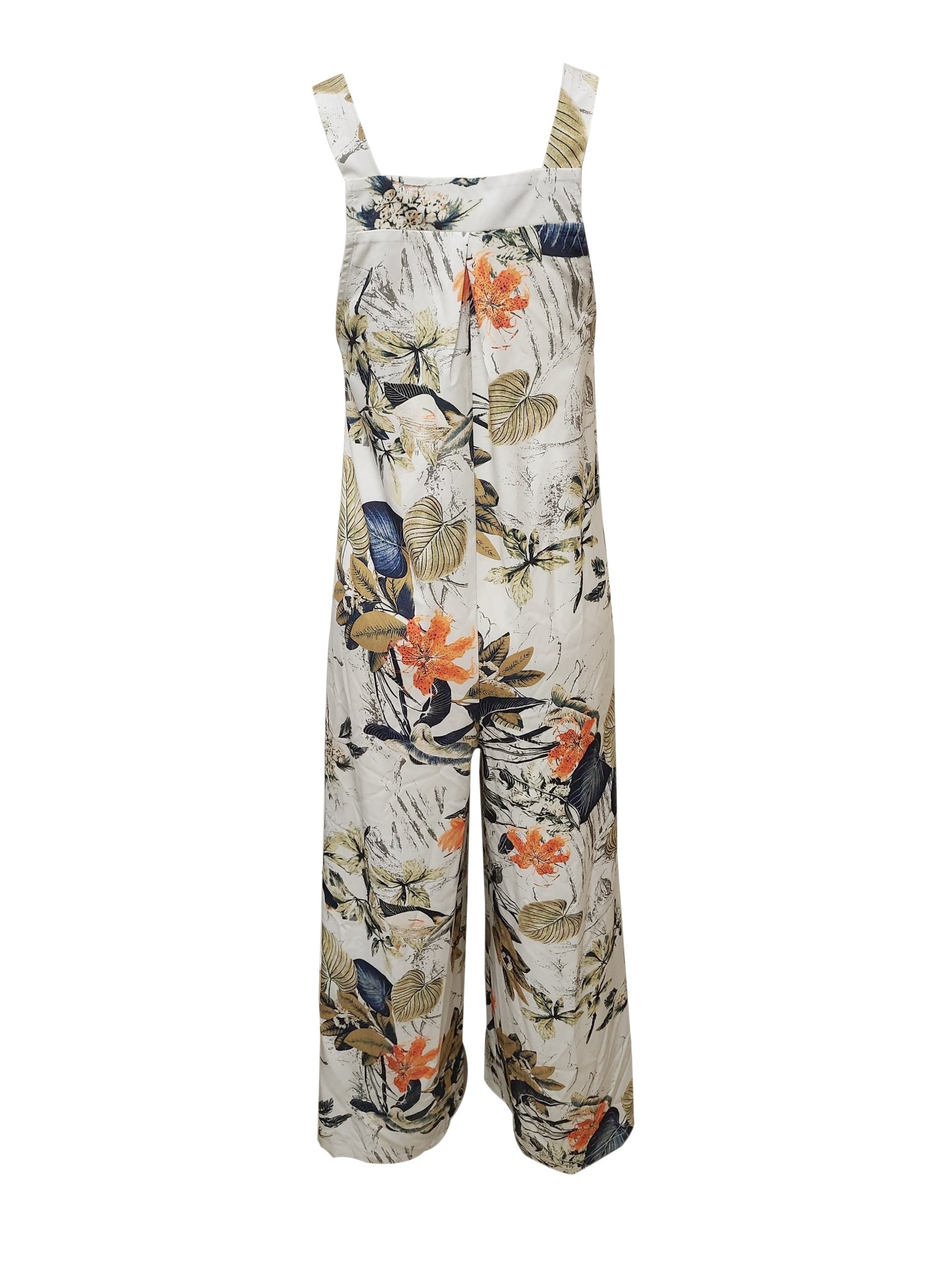 Boho Floral Print Spaghetti Jumpsuit Wide Leg