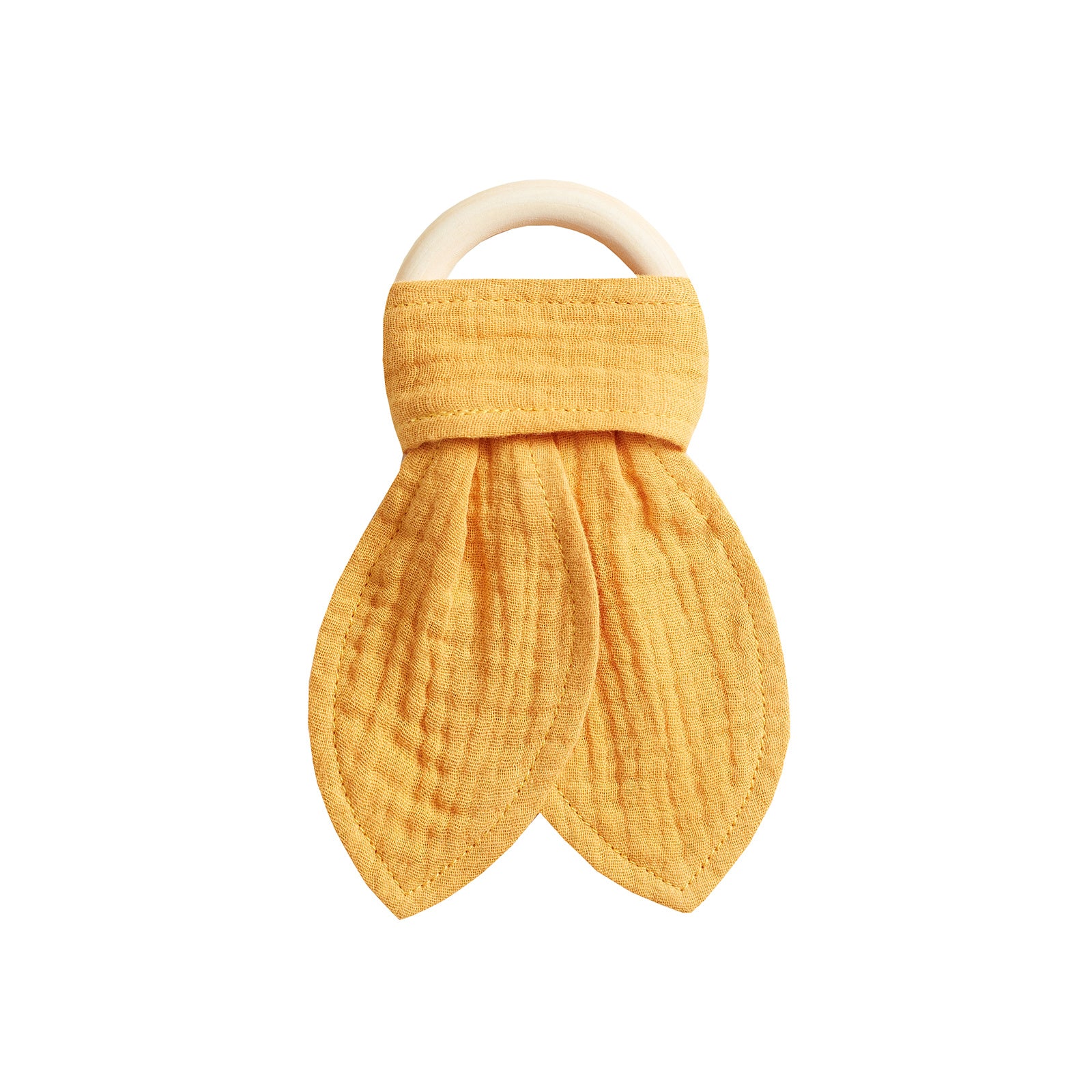 Baby Comforting Blanket Teether 100% Cotton Maple Wood Toy