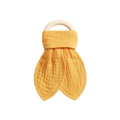 Baby Comforting Blanket Teether 100% Cotton Maple Wood Toy