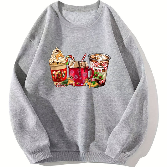 Christmas Sweatshirt Long Sleeve Crew Neck Casual Winter Fall Women's Clothing