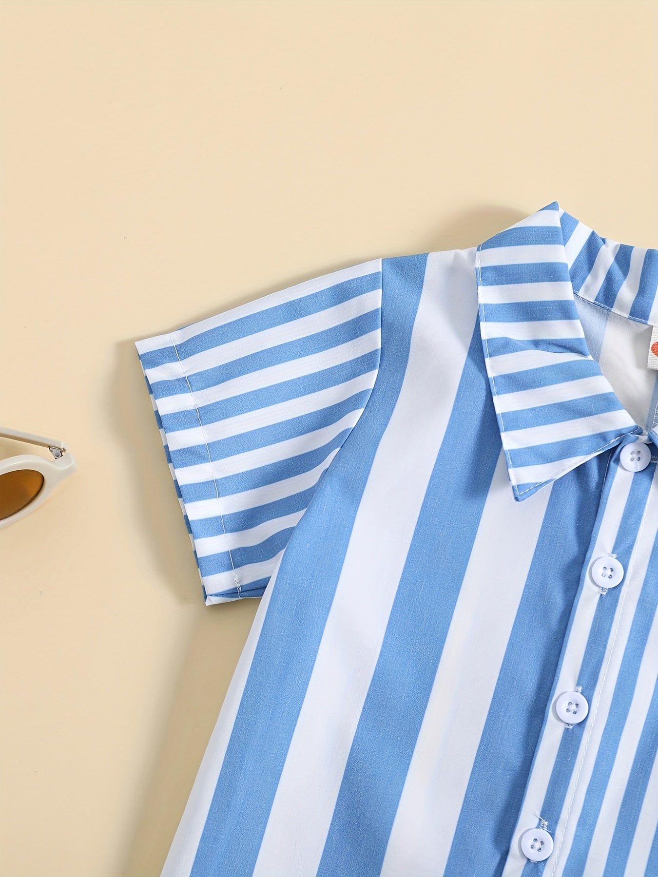 2pcs Toddler Boys Stripes Shirt & Suspenders Set Kids Summer Clothes