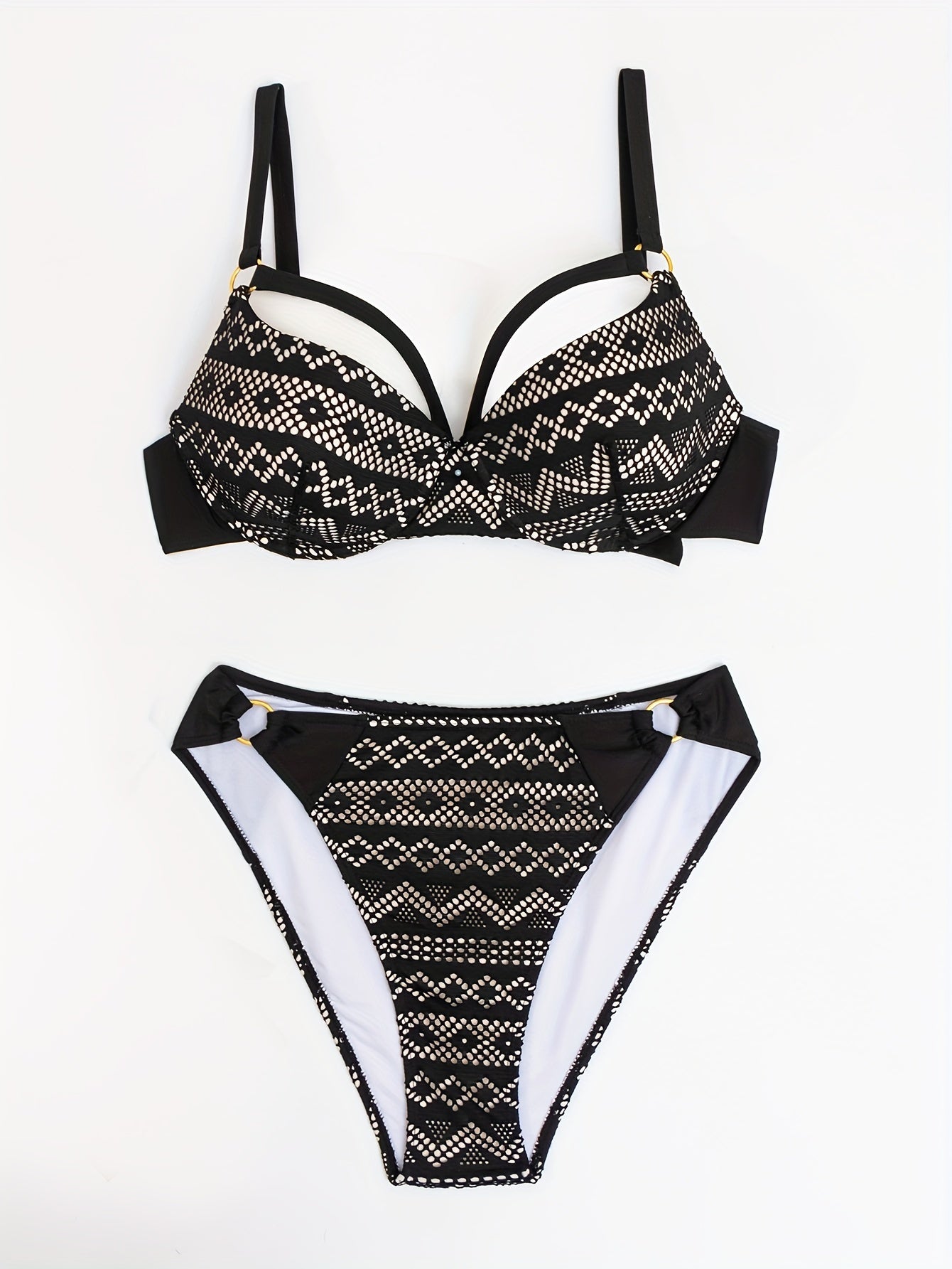 Geo Print Strappy Bikini Set