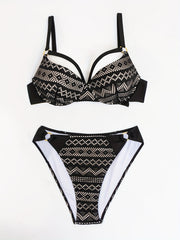 Geo Print Strappy Bikini Set