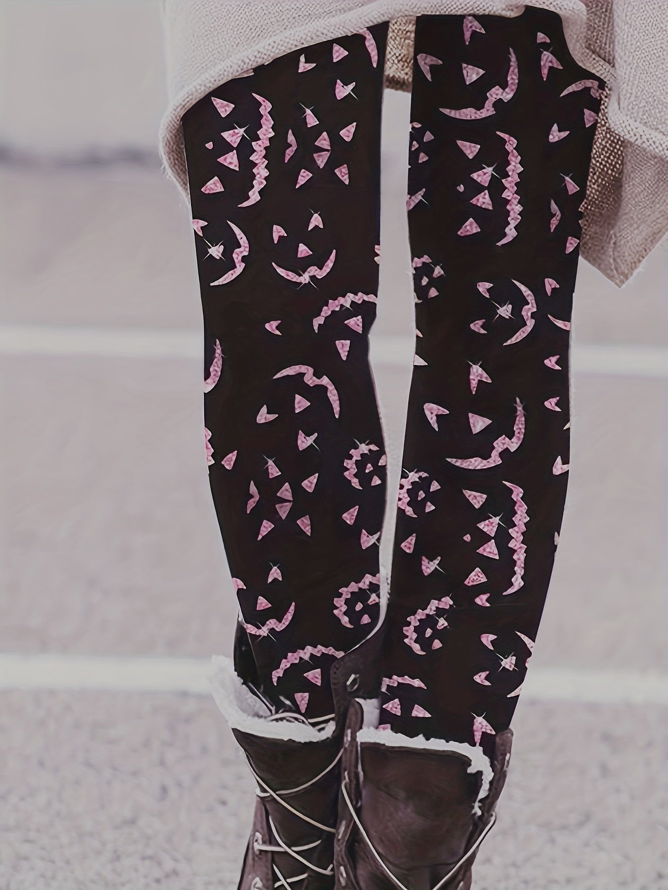 Graphic Print Skinny Leggings Casual Every Stretchy Leggings Women's Clothing