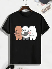 Men's Bear Pattern T shirt Active Slightly Stretch Breathable Tee For Outdoor