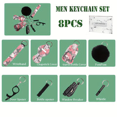 8pcs Self Defense KeyChain Protective Accessories Set Men