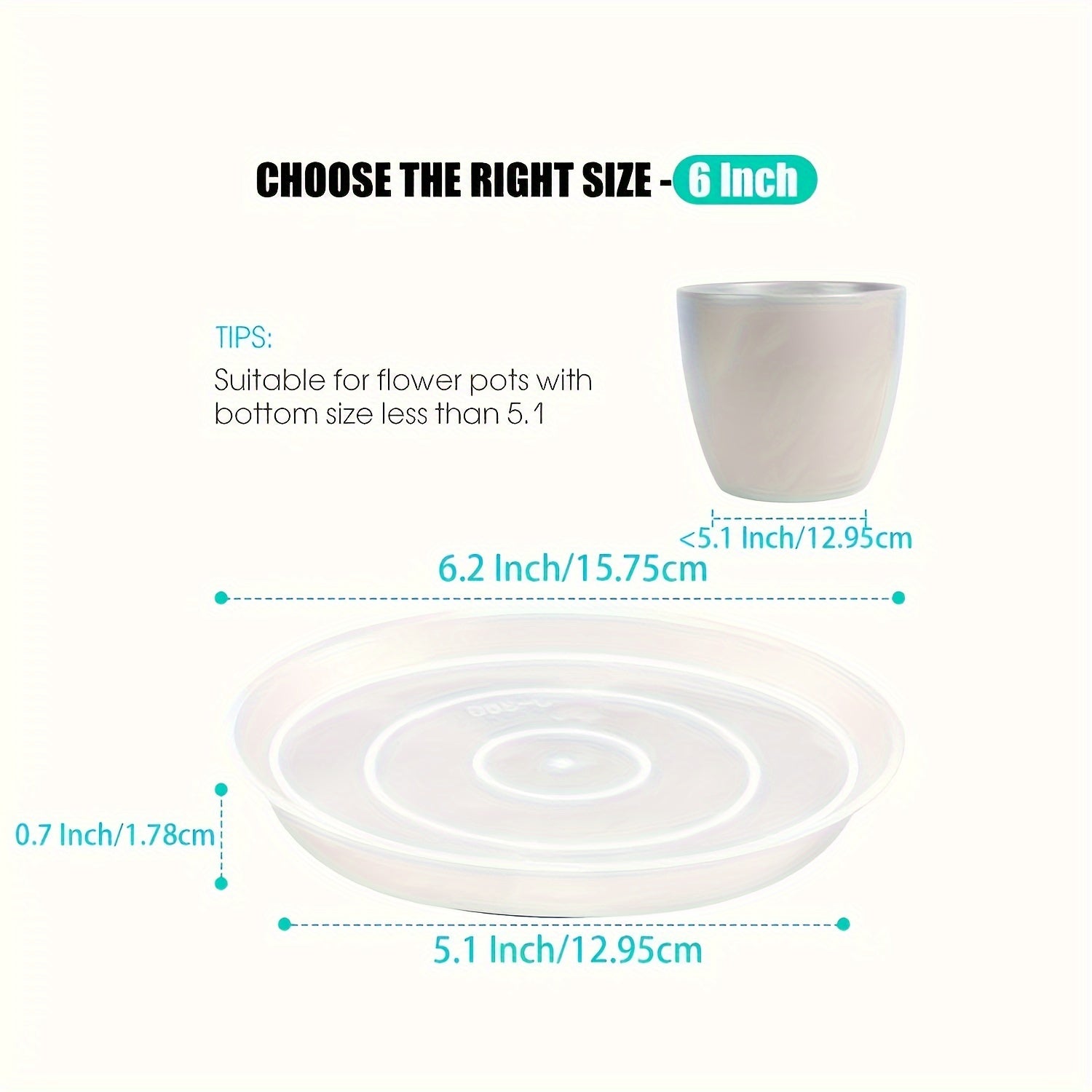 6pcs 15-24cm Plant Saucer Plastic Tray Sturdy Flower Pot Container