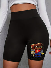 Colorblock Heart Print High Rise Biker Shorts