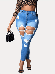 High Rise Skinny Jeans with Ripped Detail