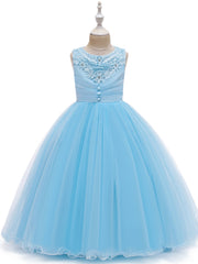 Girls Solid Princess Dress Christmas Party Dress