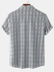 Men's Casual Plaid Short Sleeve T-Shirt for Summer