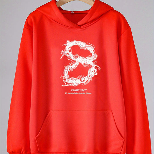 Girls Number 8 Long Sleeve Hooded Sweatshirt for Spring and Autumn