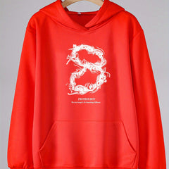 Girls Number 8 Long Sleeve Hooded Sweatshirt for Spring and Autumn