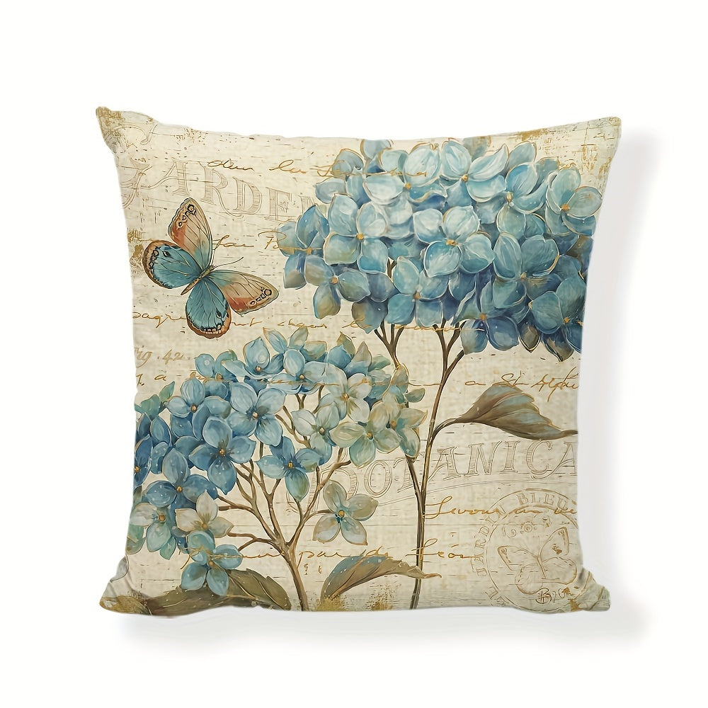 1 Pc Linen Birds And Flowers Sofa Decorative Cushion Cover Pillowcase 45 45