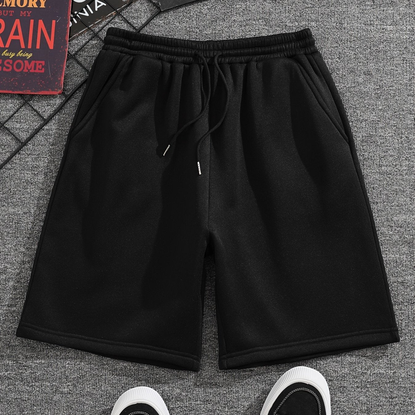 Men's Casual Fleece Drawstrings Shorts for Outdoor Sports