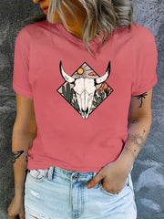 Women's Graphic Tee Crew Neck Casual Sports T-shirt