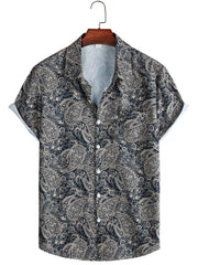 Men's Plant Pattern Short Sleeve T-shirt For Summer
