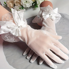 Bridal Lace Wedding Gloves Short Sleeve Cover Gloves Wedding Accessories