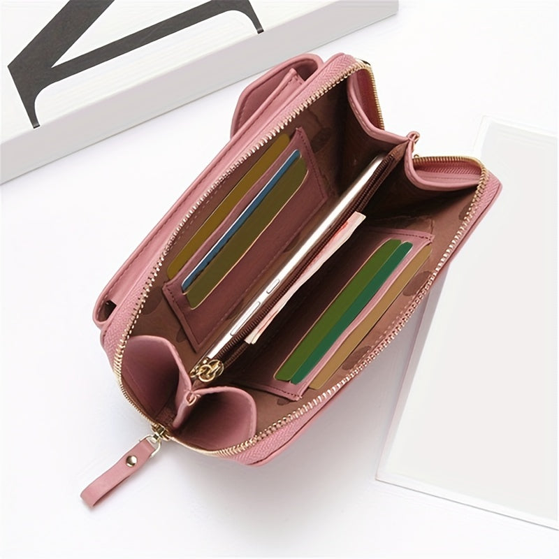 Faux Leather Long Wallet Women's Mini Crossbody Bag