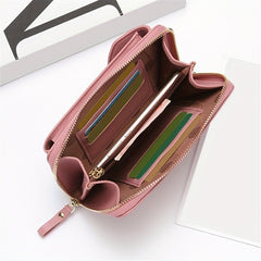 Faux Leather Long Wallet Women's Mini Crossbody Bag