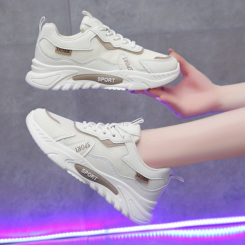 Women's Breathable Mesh Sneakers Lace Up Outdoor Shoes Comfortable Platform