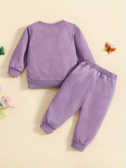 Baby Girl's Butterfly Print Sweatshirt Set