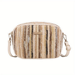 Colorful Straw Square Bag Zipper Shoulder Bag Niche Woven Crossbody