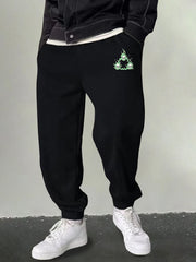 Men's Flame Skull Sweatpants Drawstring Joggers