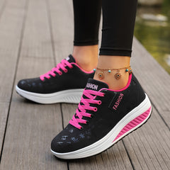 Women's Graffiti Wedge Sneakers Height Increased Athletic Walking Shoes