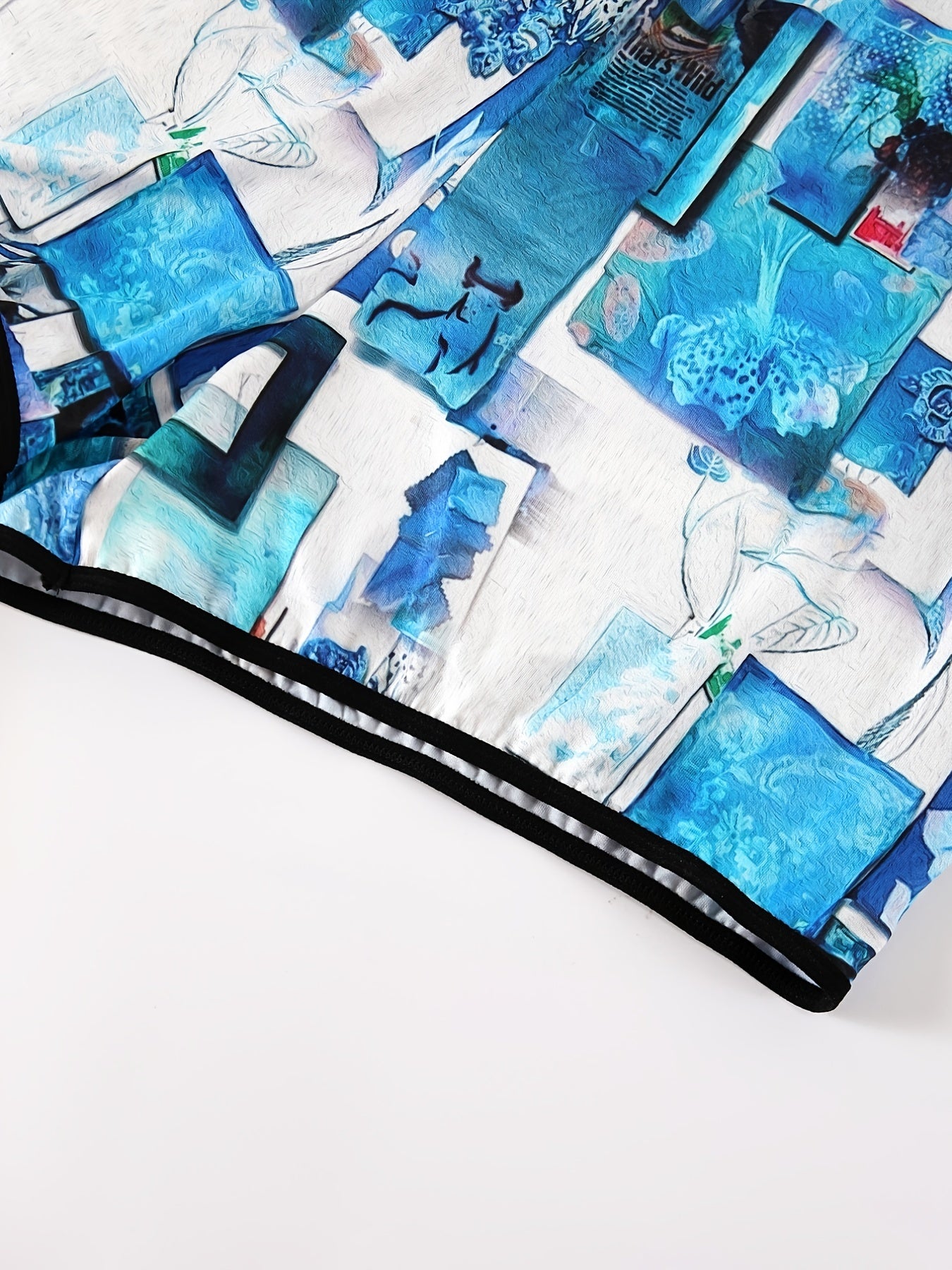 Sporty Sea Print Tape Stretch Underwear for Plus Size Women