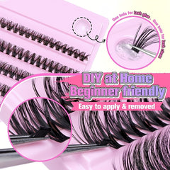 110pcs Cluster Eyelashes D Curling Wispy Lashes Mink Hair Fluff