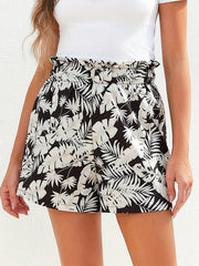 Boho Tropical Print Shorts Elastic Waist Beach Shorts
